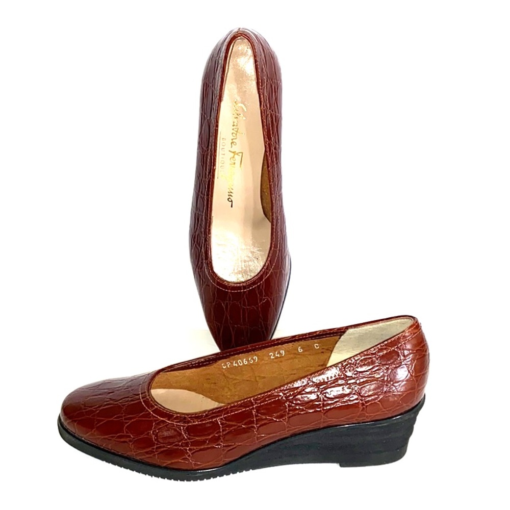 Salvatore Ferragamo brown wedges